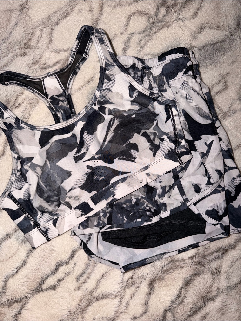 Avia Black and Gray Camo Active Shorts Set with Logo